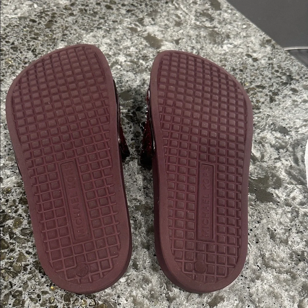 Michael Kors Women's Jeweled Slide Sandals in Wine - Picture 3 of 3